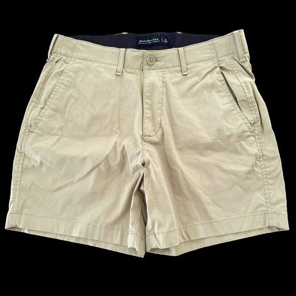 Abercrombie & Fitch Mens Small All Day Shorts Khaki Tan 5” Stretch Waist Beige S - Picture 1 of 5